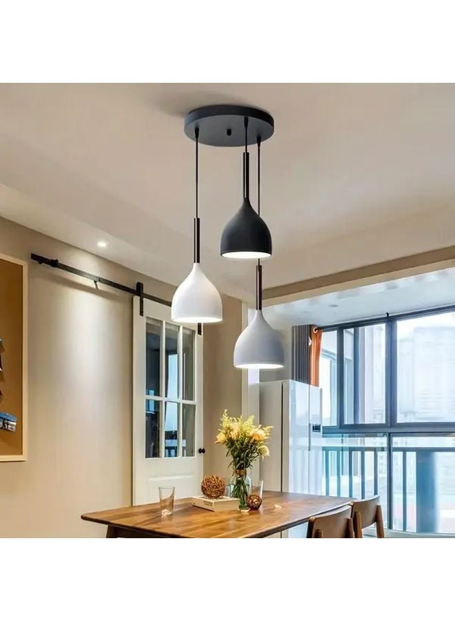 Black Modern Industrial Pendant Light Adjustable Rope Semi Flush Mount Kitchen Island Dining Room - Image 1